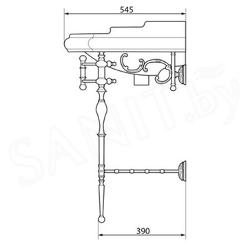 Консоль с умывальником Caprigo 7060/73-ORO