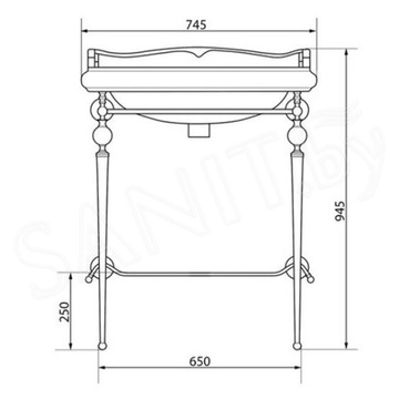 Консоль с умывальником Caprigo 7064/73-CRM