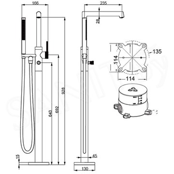 Смеситель для ванны Vincea Rim VTF-2RMCH напольный