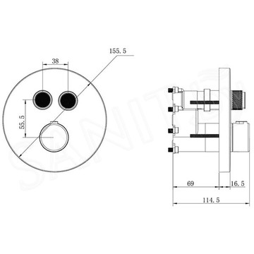 Душевая система Vincea Inspire VSFW-3I22MT2RMB встраиваемая с термостатом