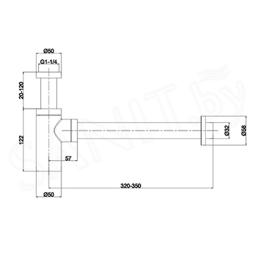 Сифон для умывальника Whitecross A186GL / A186GLB