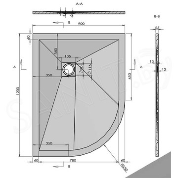 Душевой поддон Vincea VST-4SQ асимметричный белый