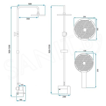 Душевая стойка Rea Avalon black matt P8811