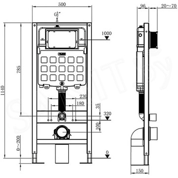 Комплект инсталляции 6 в 1 Amore di mare QuickFit 50114 с подвесным унитазом Delio P203 и клавишей смыва 303G