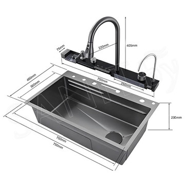 Кухонная мойка Cerutti Gloria II Nano black CT10356 многофункциональная