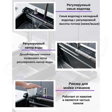 Кухонная мойка Cerutti Gloria Pro nano black CT10578 многофункциональная
