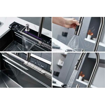 Кухонная мойка Cerutti Gloria Pro nano black CT10578 многофункциональная