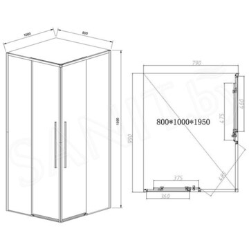 Душевой уголок Vincea Slim-N VSS-4SN8010CGB / VSS-4SN9010CGB