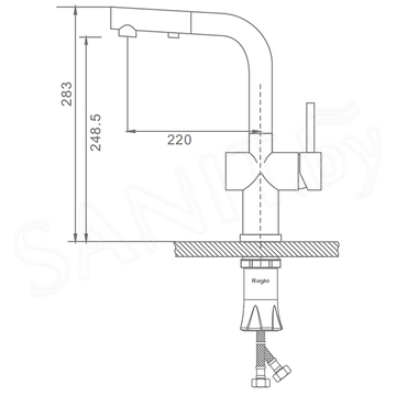 Смеситель для кухонной мойки Raglo R86.49.09 с выдвижным изливом