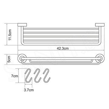 Полка для полотенец WasserKraft Donau K-9415 с крючками