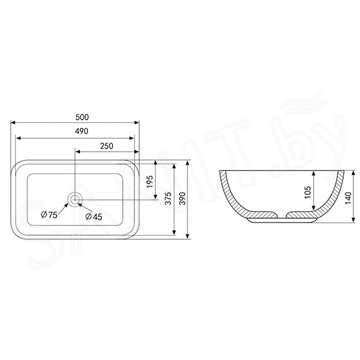 Умывальник Abber Rechteck AC2202 / AC2202MW