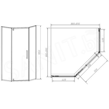 Душевой уголок Vincea Slim-N VSP-4SN900CL / VSP-4SN100CL