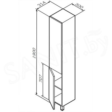 Пенал AM.PM Gem 30 орех напольный