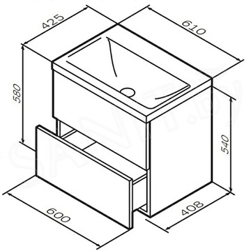 Тумба под умывальник AM.PM Gem 60 / 75 подвесная орех