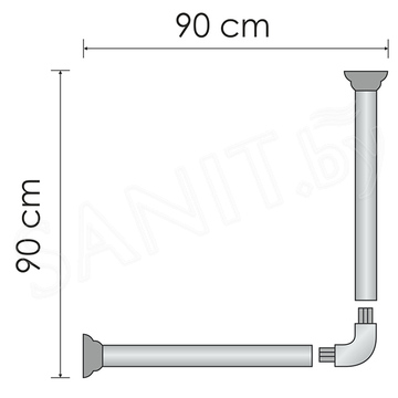 Карниз для ванны Wasserkraft Dinkel SC-469090 Г-образный