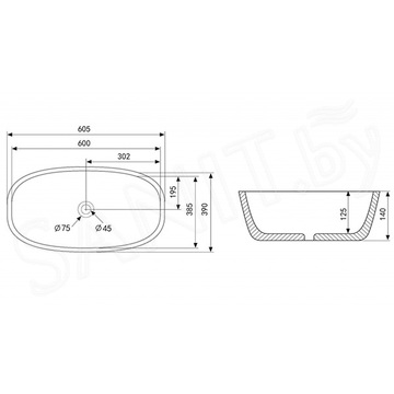 Умывальник Abber Rechteck AC2206MB