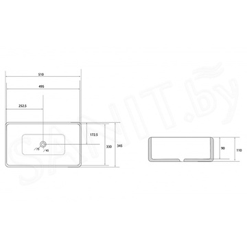 Умывальник Abber Rechteck AC2207MB