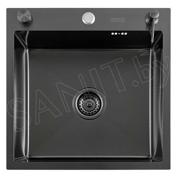 Кухонная мойка Avina Futur FK Eco Embossing Pop-up Econom Black Nano с дозатором
