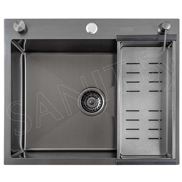 Кухонная мойка Avina Futur FK Eco Embossing Pop-up Standart Black Nano с коландером и дозатором