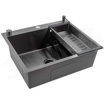 Кухонная мойка Avina Futur FK Eco Embossing Pop-up Standart Black Nano с коландером и дозатором
