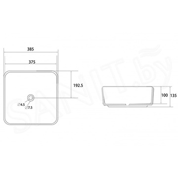 Умывальник Abber Rechteck AC2211MB