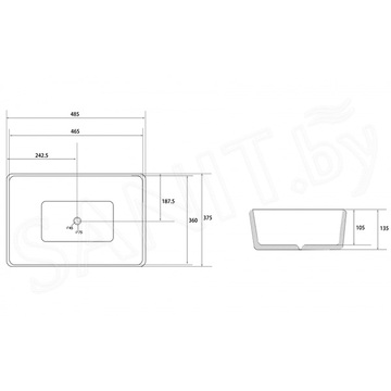 Умывальник Abber Rechteck AC2212BG