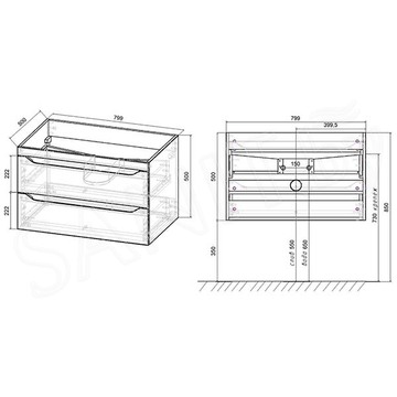 Тумба под умывальник Vincea Fine 800 R.Wood