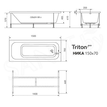 Акриловая ванна Triton Ника