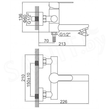 Смеситель для ванны Wisent WG73103