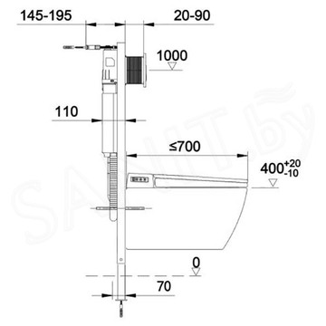 Инсталляция для подвесного унитаза Brunnen EIS BE-5104 Auto flush с кнопкой Silver Drop