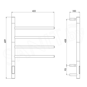 Полотенцесушитель Gloss&Reiter Е2 Ti#1 L F4 / F6 белый электрический (таймер)