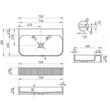 Умывальник Vincea Solid Surface VWB-6SG75MW / VWB-6SG90MW