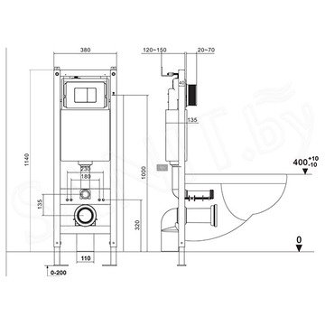 Комплект инсталляции Asten Readle Zentralmodul AR0501 с кнопкой и унитазом Roxen Cube 530135-01