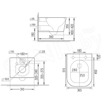 Комплект инсталляции Asten Readle Zentralmodul AR0501 с кнопкой и унитазом Roxen Boro 530145-01