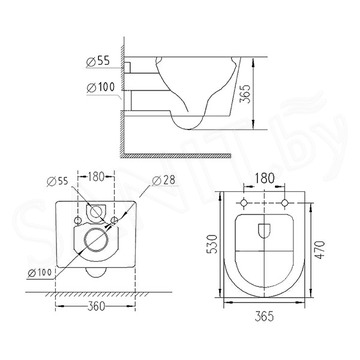 Комплект инсталляции Asten Readle Zentralmodul AR0501 с кнопкой и унитазом Roxen Vortex Tornado 530160-01