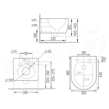 Комплект инсталляции Asten Readle Zentralmodul AR0501 с кнопкой и унитазом Roxen Antares Bidet Tornado 530185-01XT с функцией биде