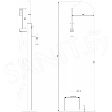 Смеситель для ванны Abber Wasserfall AF8615G напольный