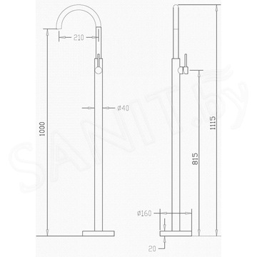 Смеситель для умывальника Abber Wasser Kreis AF8141G / AF8141RG напольный