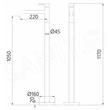 Смеситель для умывальника Abber Wasser Kreis AF8140G / AF8140RG напольный