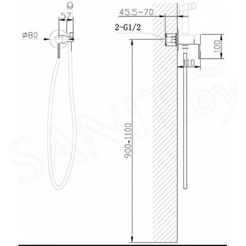 Смеситель встраиваемый Abber Wasser Kreis AF8125 с гигиеническим душем