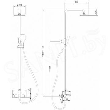 Душевая стойка Abber Thermostat AF8516G с термостатом