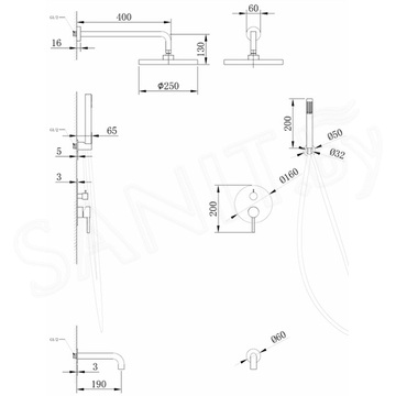 Душевая система Abber Wasser Kreis AF8117RG встраиваемая