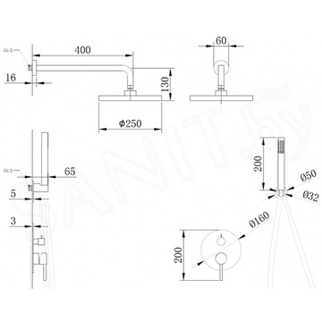 Душевая система Abber Wasser Kreis AF8118RG встраиваемая