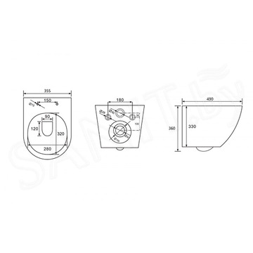 Комплект инсталляции Abber AC0105 с кнопкой AC0121 и унитазом Bequem AC1100