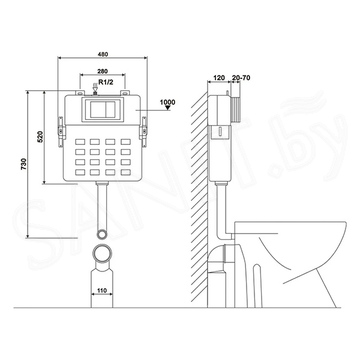 Инсталляция для приставного унитаза Abber AC0104