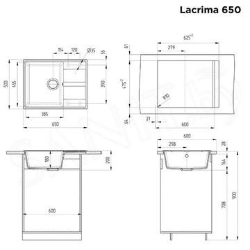 Кухонная мойка Maunfeld Lacrima 650 MFQS-650B / MFQS-650DGR