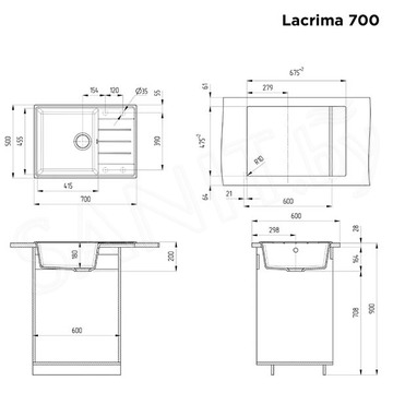 Кухонная мойка Maunfeld Lacrima 700 MFQS-700B / MFQS-700DGR