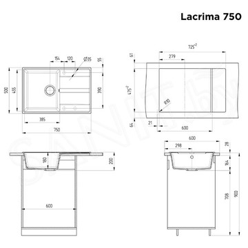 Кухонная мойка Maunfeld Lacrima 750 MFQS-750B