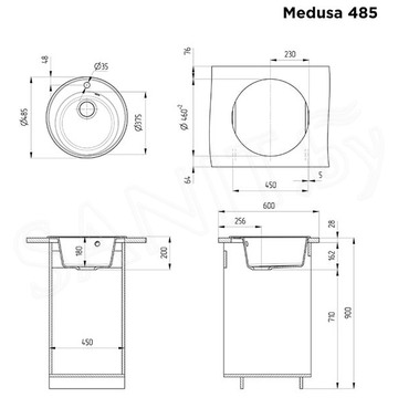 Кухонная мойка Maunfeld Medusa 485 MFQS-485B / MFQS-485DGR