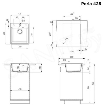 Кухонная мойка Maunfeld Perla 425 MFQS-425B / MFQS-425DGR / MFQS-425W